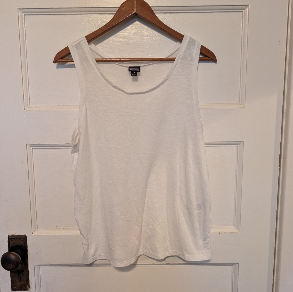 Patagonia Organic Cotton White tank Top Sleeveless Outdoor Women's Medium Shirt